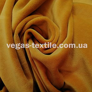 Тканина Велюр плюш (Спорт) стрейч на х/б основі Гірчичний