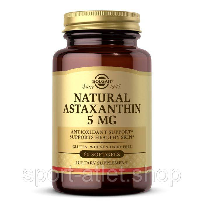 Натуральна добавка Solgar Natural Astaxanthin 5 mg, 60 капсул