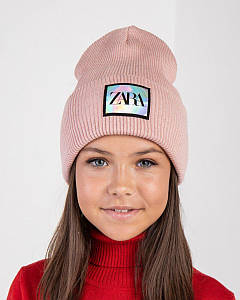 Стильна зимова шапка з відворотом для дівчинки - Артикул 2727