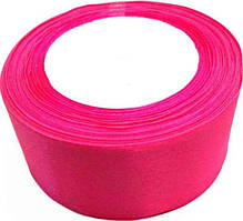 Стрічка атласна 40мм (4см) колір яскраво-рожевий (23м в рулоні)