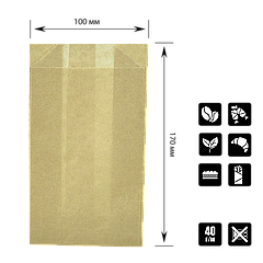 Паперовий пакет цілісний крафт буро-коричневий 170х100х50 мм
