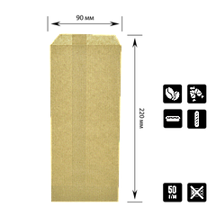 Паперовий пакет «Для приладів» цілісний крафт бурий 220х90 мм