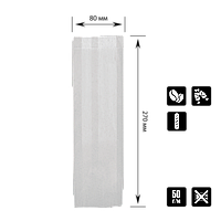 Бумажный пакет цельный белый 270х80х50 мм (268)
