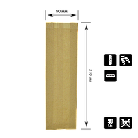 Бумажный пакет крафт цельный бурый 310х90х50 мм (770)
