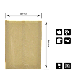 Паперовий пакет цілісний крафт бурий 340х250х60 мм (753)