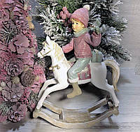 Декоративная статуэтка Юный всадник, 26.5см, цвет - пурпурный с мятным