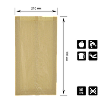Бумажный пакет цельный крафт бурый 390х210х70 мм (551)
