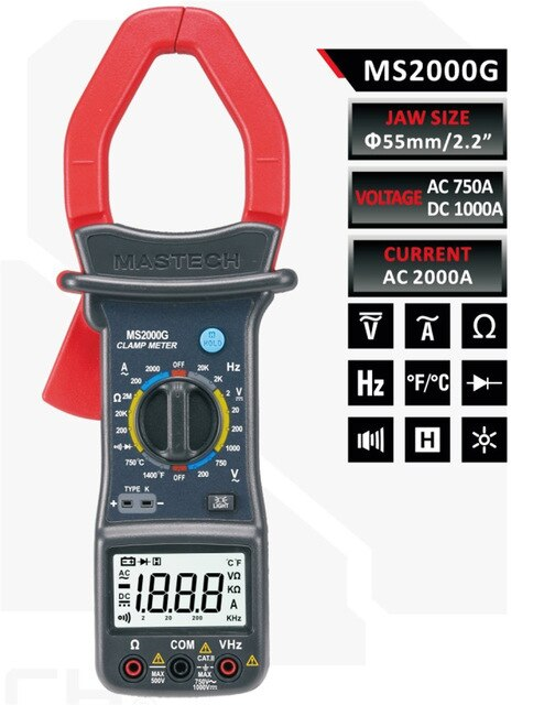 Струмові кліщі до 2000A MASTECH MS-2000G, фото 1