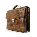 Презентабельний шкіряний портфель Canpellini оливковий чоловічий для документів роботи сумка з натуральної шкіри, фото 3