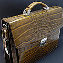 Презентабельний шкіряний портфель Canpellini оливковий чоловічий для документів роботи сумка з натуральної шкіри, фото 2