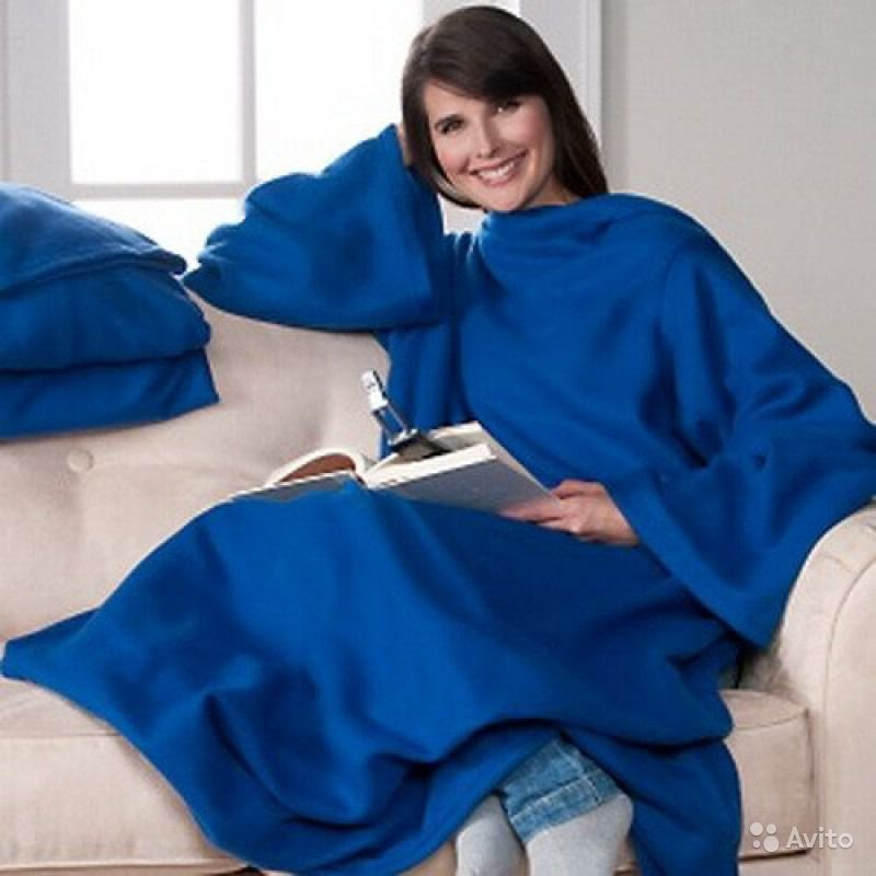 Плед Снаггі Бланкет (Snuggie Blanket), ковдра з рукавами (синій)