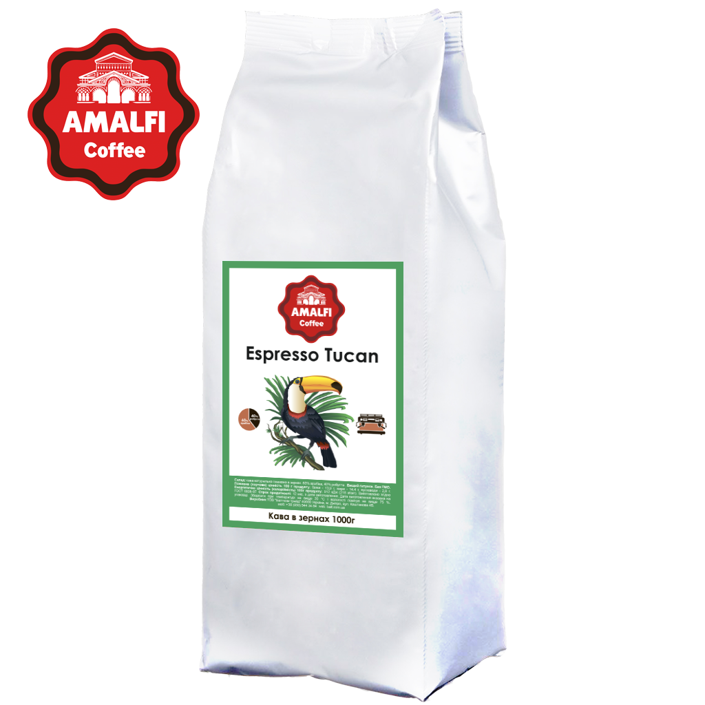 Кава в зернах Amalfi Espresso TUCAN (1 кг) 60% арабіка, 40% робуста