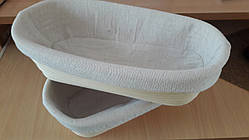 Форма кошик для расстойки хліба, тіста з ротанга (30*14*8) на 0.75 кг овальна з тканинним чохлом