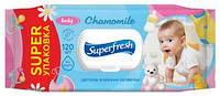 Серветки вологі Super Fresh 120шт Baby chamomile для дітей та мам з клапаном (9)