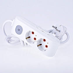 Подовжувач 2 гнізда VIKO 2 метри із заземленням з кнопкою 16А 3,5кВт, Multi-Let