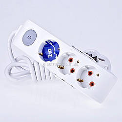 Подовжувач VIKO 3 гнізда 2 метри із заземленням з кнопкою 16А 3,5 кВт, Multi-Let