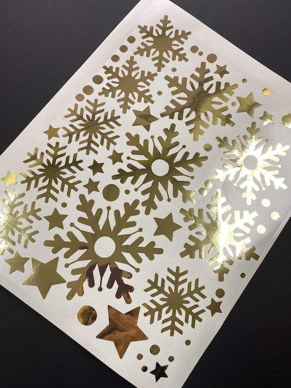 Інтер'єрна вінілова наклейка золоті Дзеркальні сніжинки