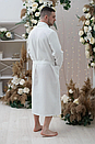 Білий вафельний халат з коміром та іменною вишивкою, фото 4