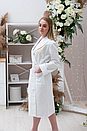 Білий вафельний халат з коміром та іменною вишивкою, фото 6