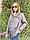 Куртка жіноча демісезонна сіра коротка осінь/весна, фото 2