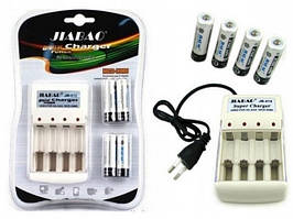 Зарядний JIABAO JB-212 + акумулятори 4 шт. 4500mAh АА пальчик