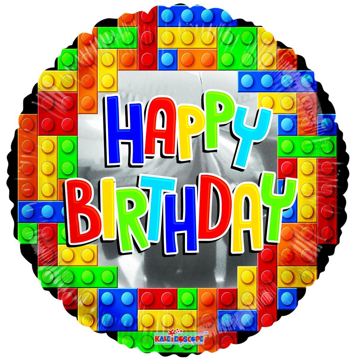 К 18" Birthday Party Blocks. Куля фольгована З Днем народження