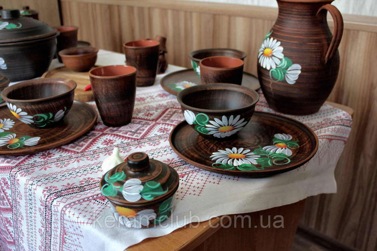 Набор глиняной посуды на 6 персон Ромашка №9 "Для первых блюд": продажа ...