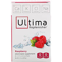 Ultima Health Products, "Предельный восполнитель", порошок электролитов с малиновым вкусом, 20 пакетиков по