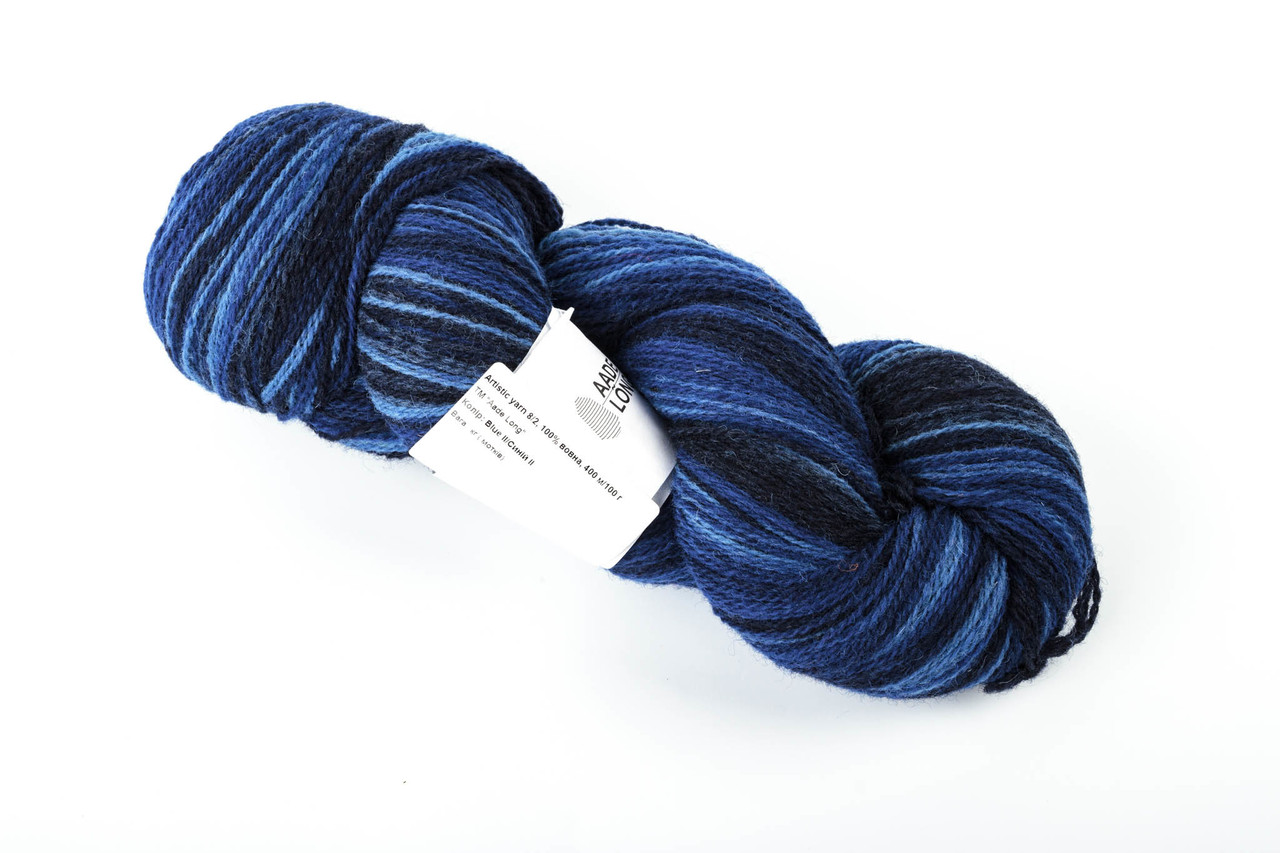 Пряжа Aade Long Kauni, Artistic yarn 8/2 Blue II (Синій 2), 210 г