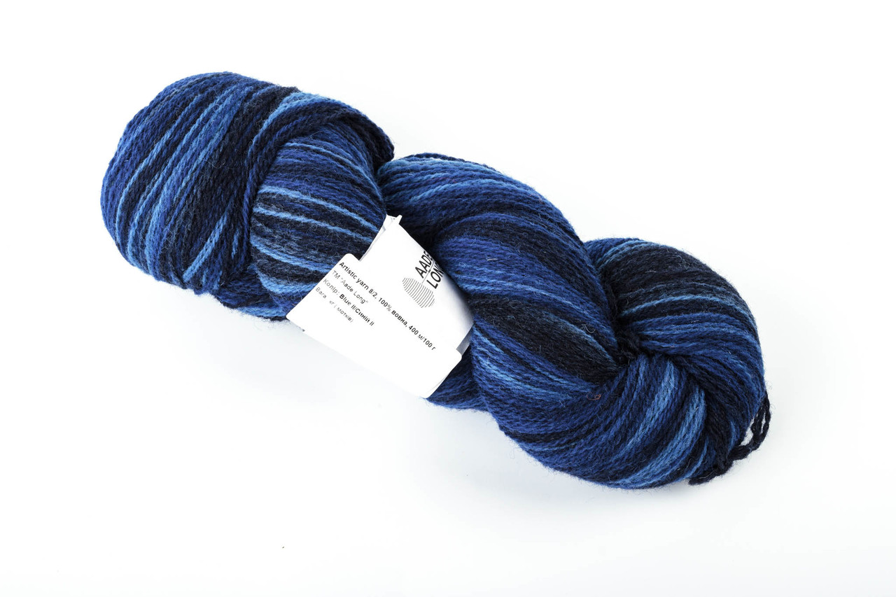 Пряжа Aade Long Kauni, Artistic yarn 8/2 Blue II (Синій 2), 236 г