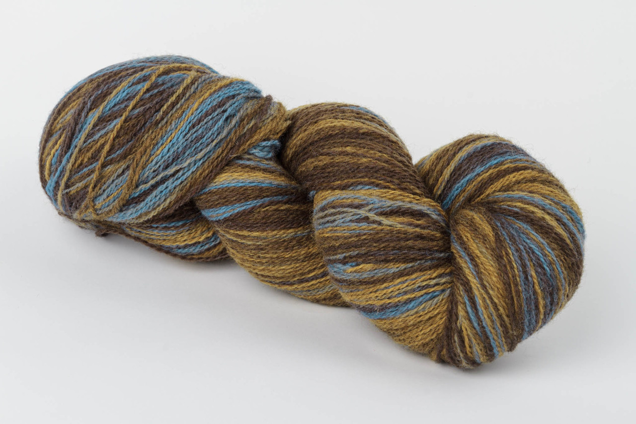 Пряжа Aade Long Kauni, Artistic yarn 8/2 Brown Blue (Синьо-Коричневий), 224 г