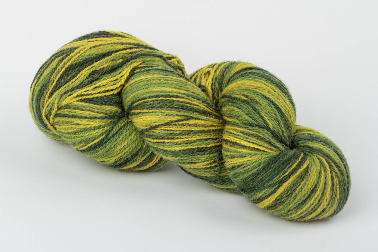 Пряжа Aade Long Kauni, Artistic yarn 8/2 Green Yellow (Зелено-жовтий), 100 г