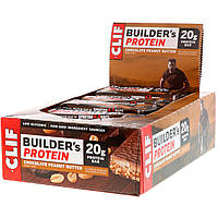 Clif Bar, Builder's Bar, двухслойный хрустящий батончик, погруженный в арахисовое масло и какао, 12