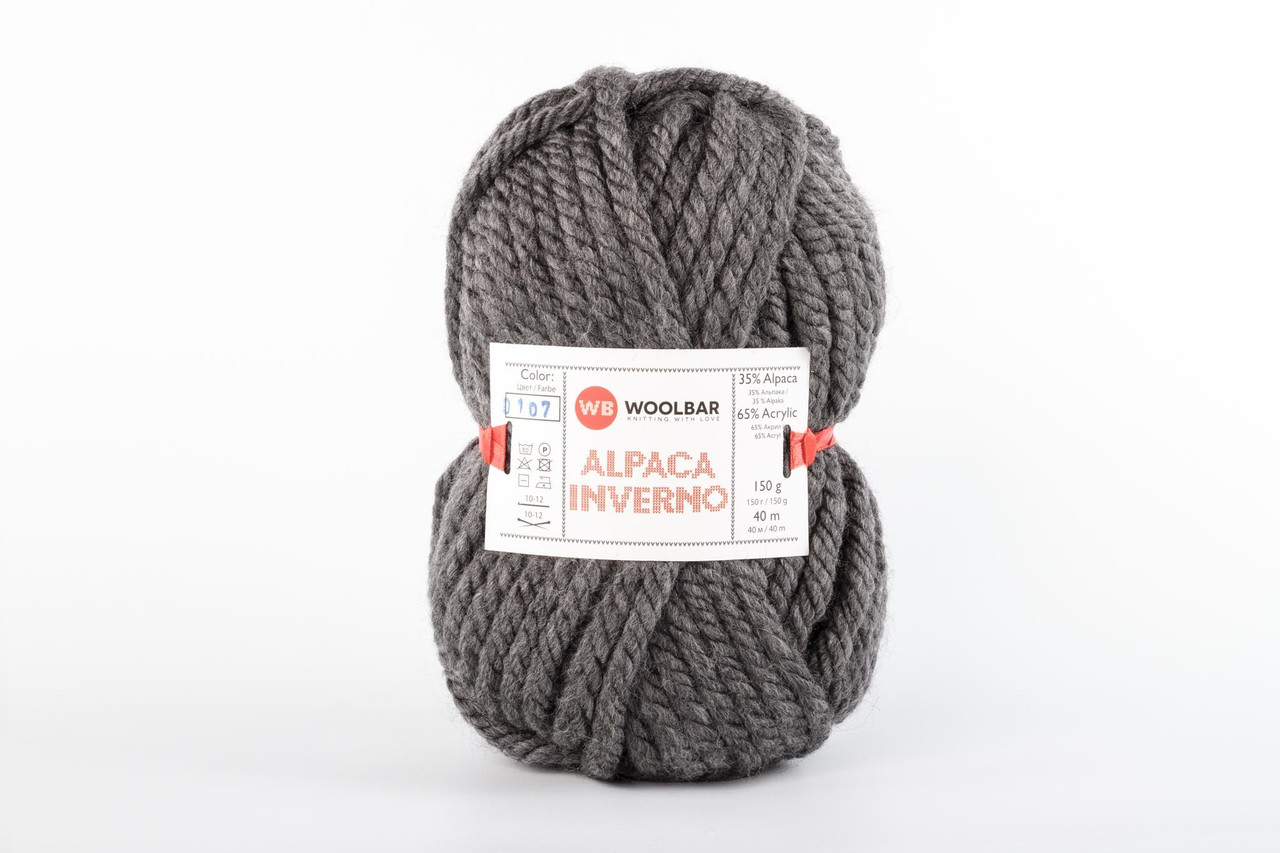 Пряжа Woolbar Alpaca Inverno 0107 темно-сірий