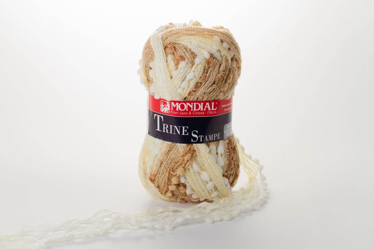 Пряжа Mondial Trine Stampe, Color No.0911 шампань + беж + білий + золото