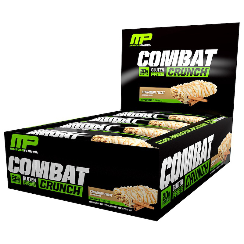 Білкові бари, (Combat Crunch), кориця, Muscle Pharm, 12 шт. по 63 г