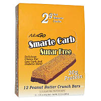 NuGo Nutrition, Smarte Carb, Хрустящие батончики с арахисовым маслом, без сахара, 12 батончиков, 1.76 унций