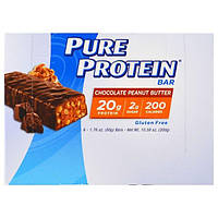 Pure Protein, Батончик, шоколадное арахисовое масло, 6 батончиков, 50 г (1,76 унций) каждый