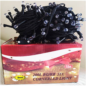Гірлянда світлодіодна 18м Six Cornerled 200 LED різнокольорове світло, фото 2