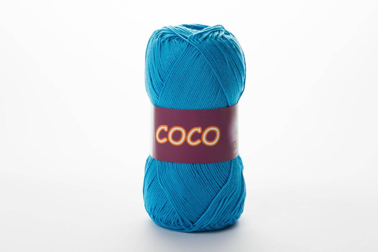 Пряжа бавовняна Vita Cotton Coco, Color No.3878 яскрава бірюза