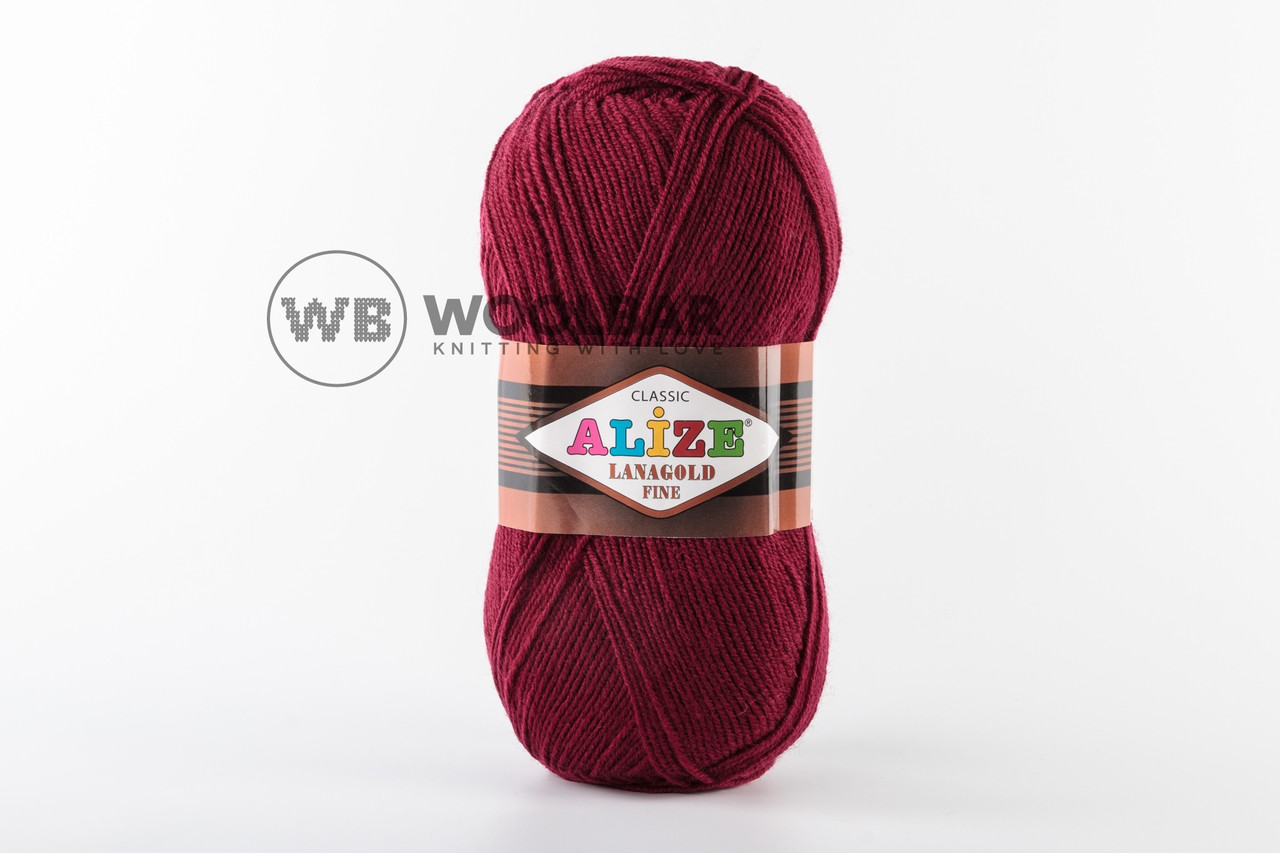 Пряжа Alize Lanagold Fine 57 бордовий