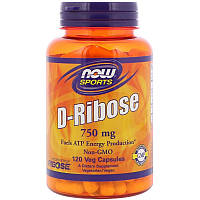 Д рибоза спорт, D-Ribose, Now Foods, 750 мг, 120 капсул