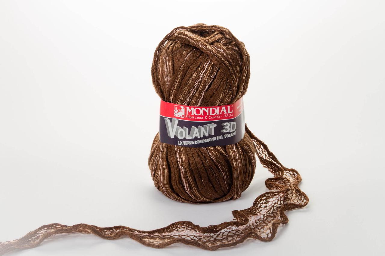 Пряжа Mondial Volant 3D, Color No.0888 темно-коричневий + золото