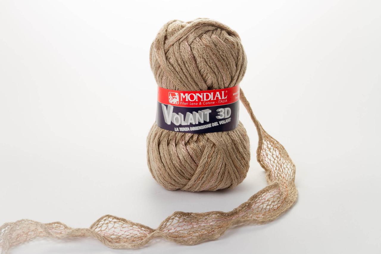 Пряжа Mondial Volant 3D 0902 оливковий + золото + рожевий