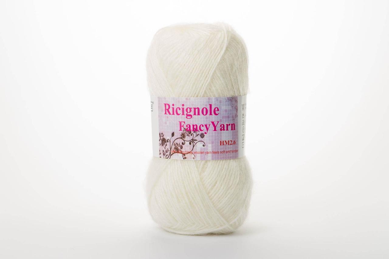 Пряжа мохерова Ricignole Fancy Yarn HM2.6, No Color.260 білий