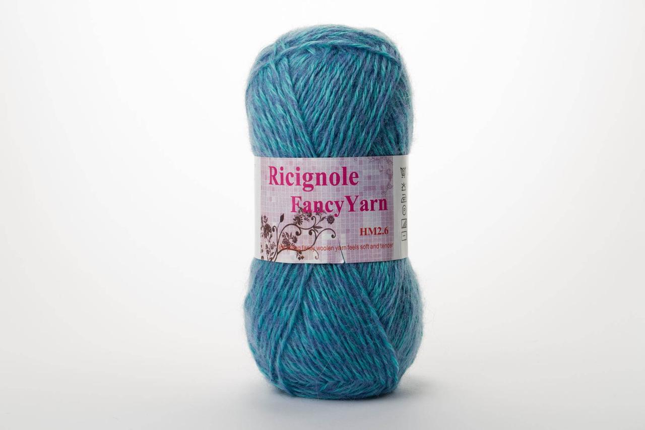 Пряжа мохерова Ricignole Fancy Yarn HM2.6, No Color.271 світла+темна бірюза меланж