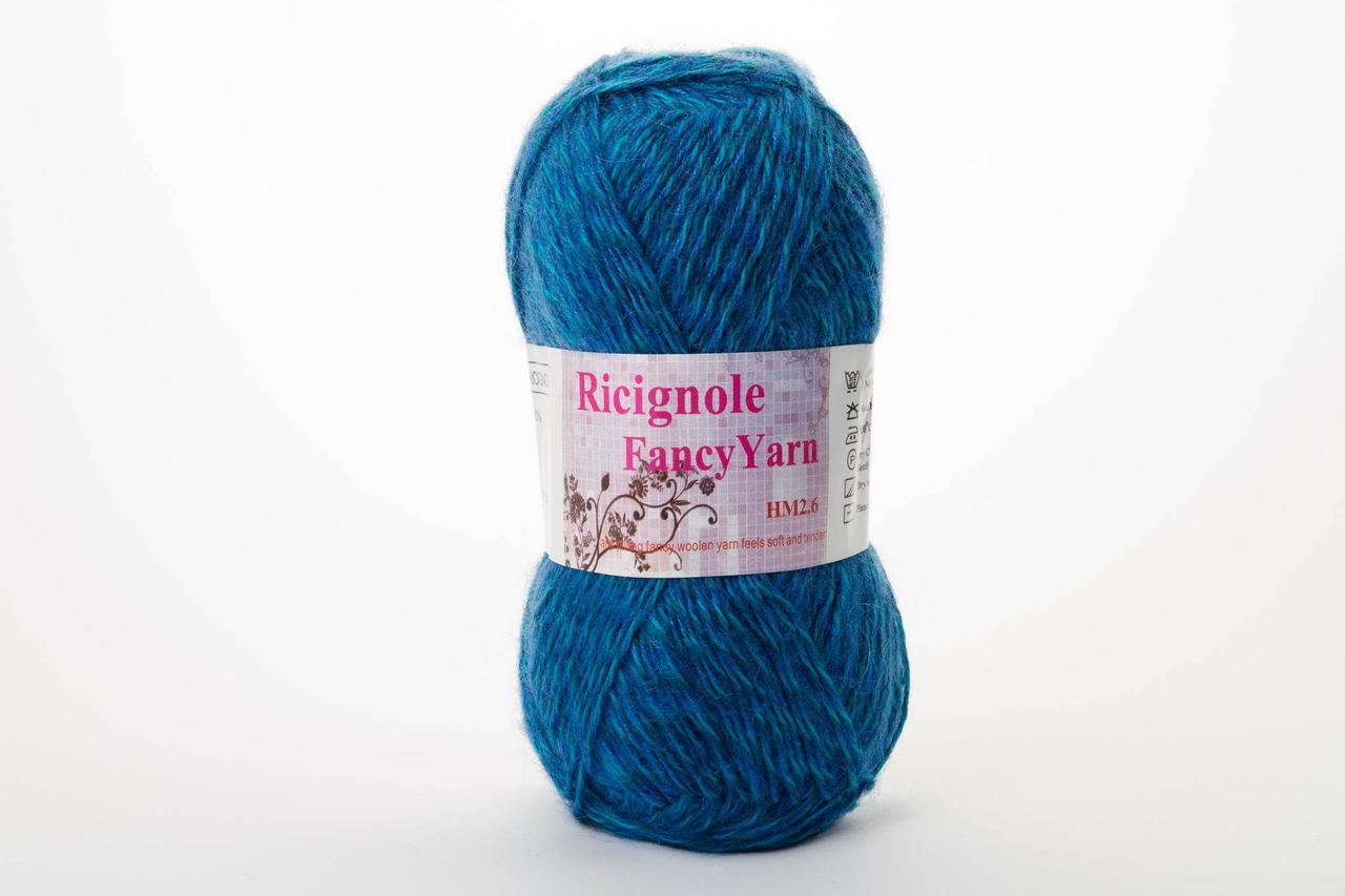 Пряжа мохера Ricignole Fancy Yarn HM2.6, Color No.272 синій + бірюзовий меланж