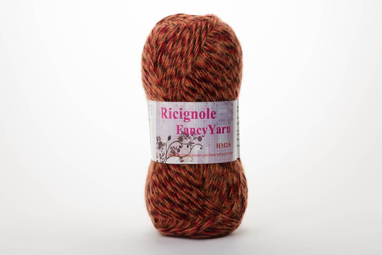 Пряжа мохерара Ricignole Fancy Yarn HM2.6, Color No.273 теракот + чорний + червоний меланж, фото 1