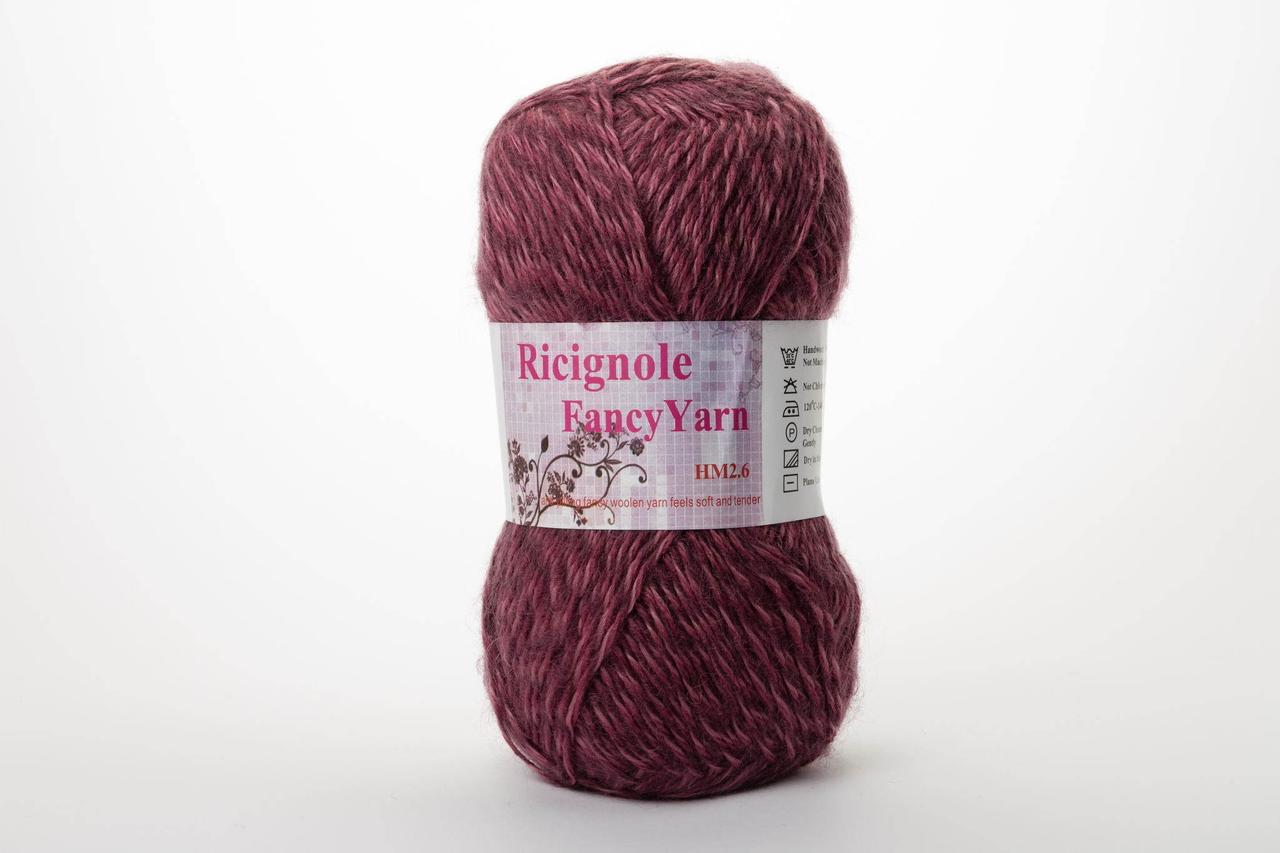 Пряжа мохера Ricignole Fancy Yarn HM2.6, Color No.275 темно-бузковий + баклажан меланж