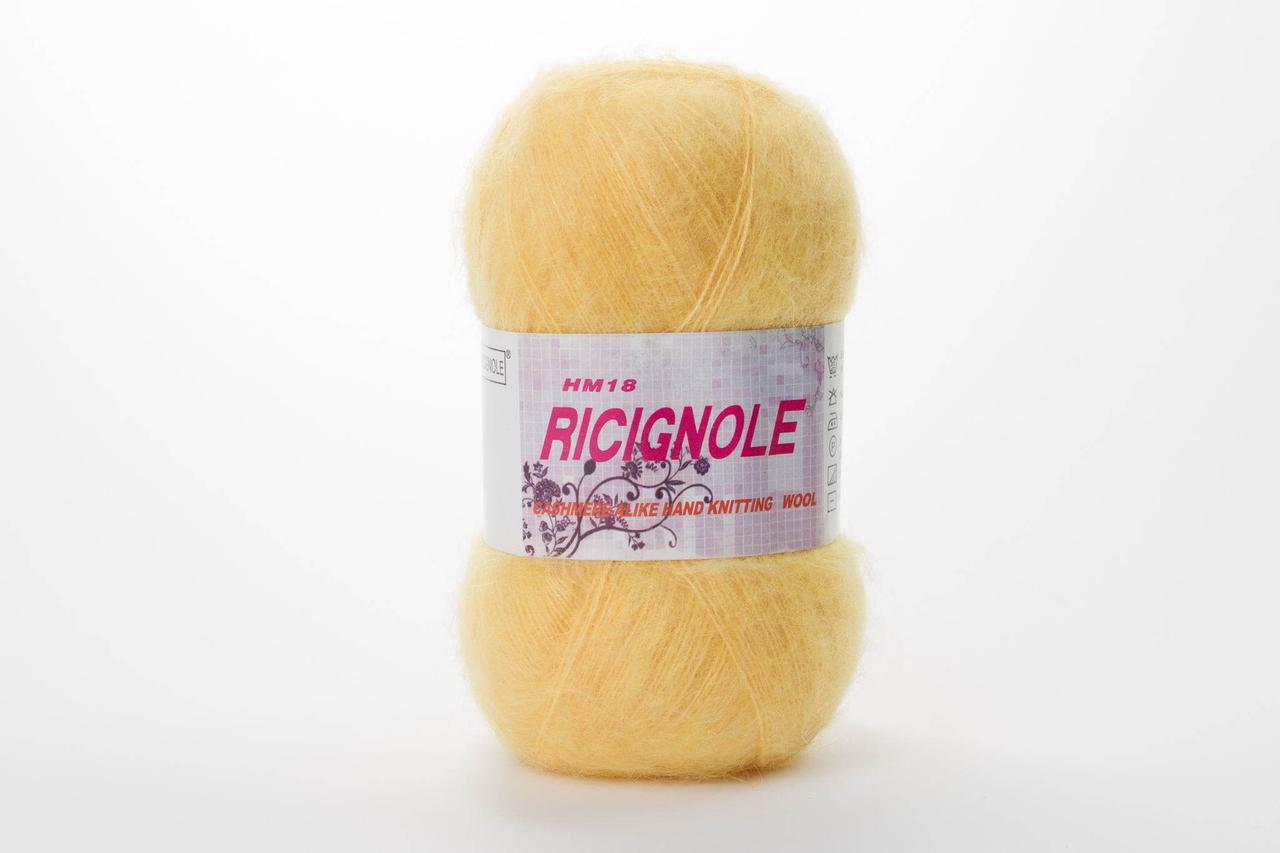 Пряжа мохерова Ricignole Fancy Yarn HM18, Color No.11 жовтий